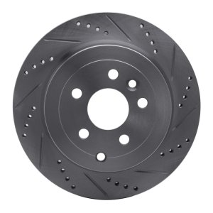 Land Rover LR2 Brake Rotor (1) - Rear Right - R1 Concepts - Drilled & Slotted - Silver - `08-`12